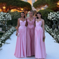 Pink Elegant A-Line Spaghetti Strap Satin Long Evening Dress Prom Dress Y7820