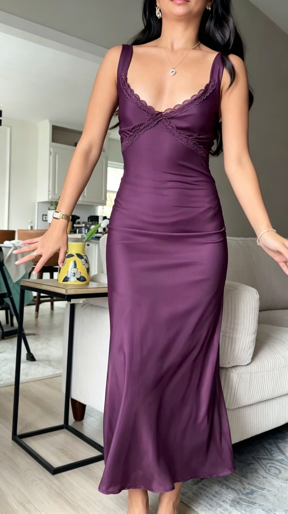 Vintage Spaghetti Strap Dark Purple Mermaid Long Party Dress Prom Dress SP3962