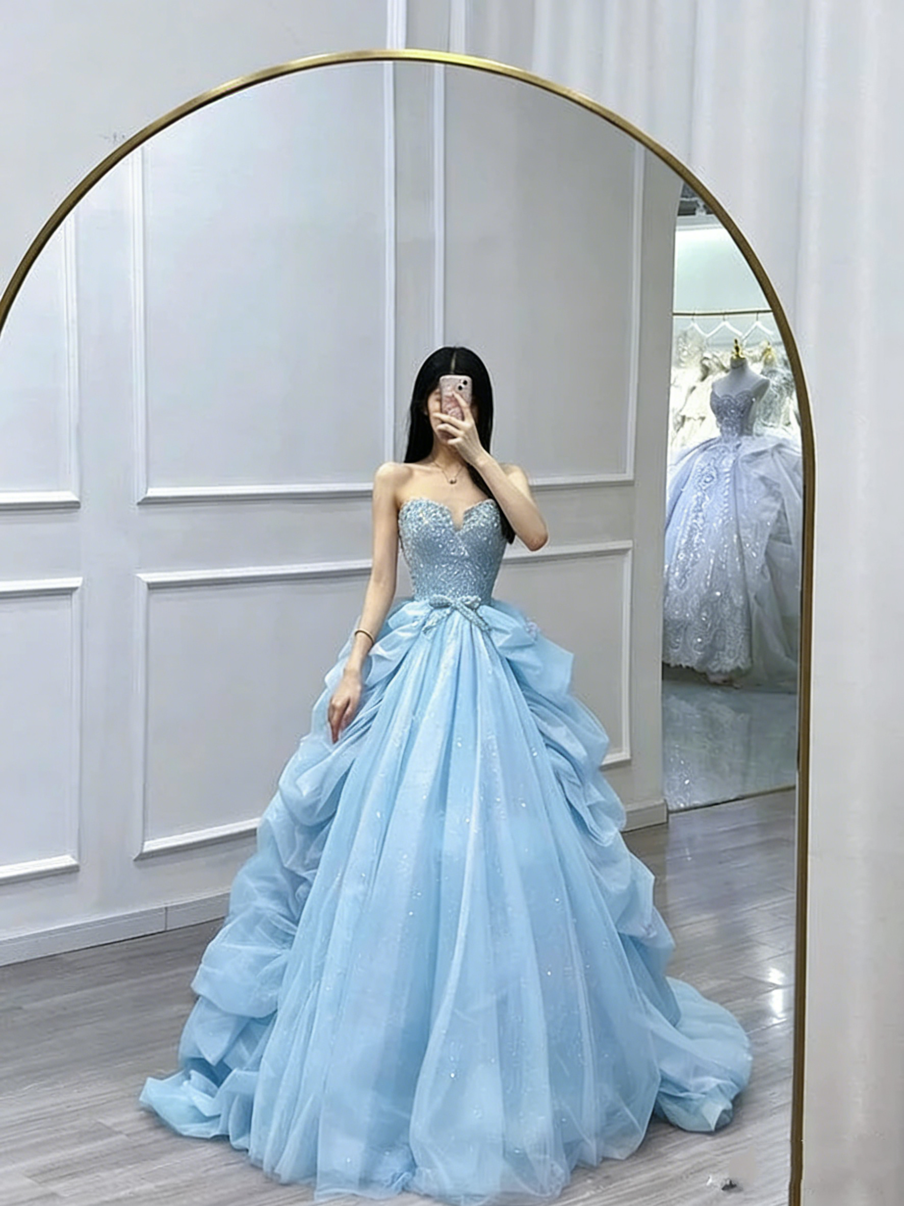 fairy princess prom dress Golden Puffy Sleeve Prom Dress, Princess Temperament Evening Dress, Fairy Party Dress,custom Made