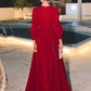 Red Glitter Modest Prom Dress Muslim Formal Evening Dress Fashion Dress Y4976