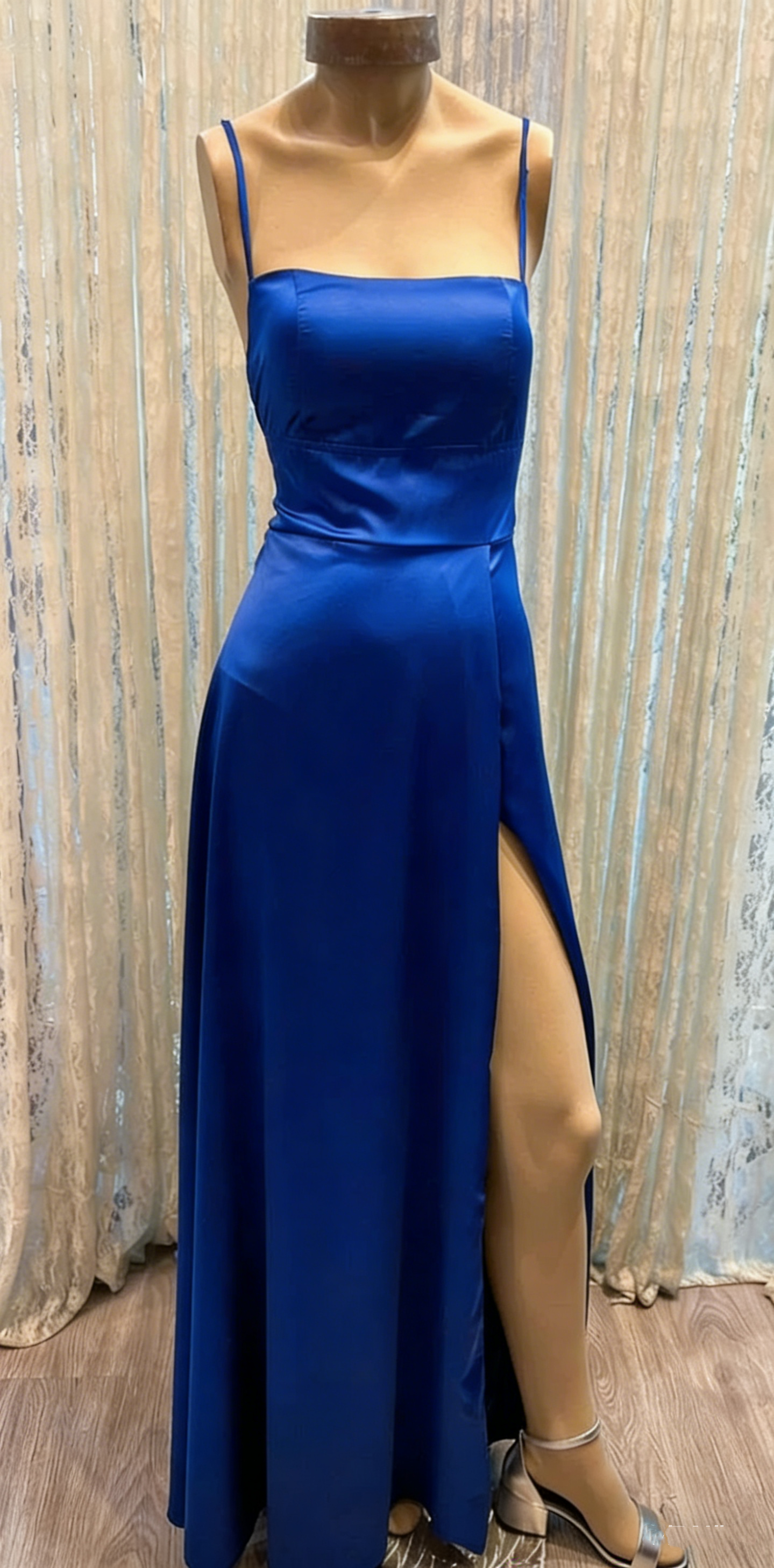 white christmas dresses Classic A-line Navy Blue Prom Dress With Split,Simple Evening Dress Fo –  Simplepromdress