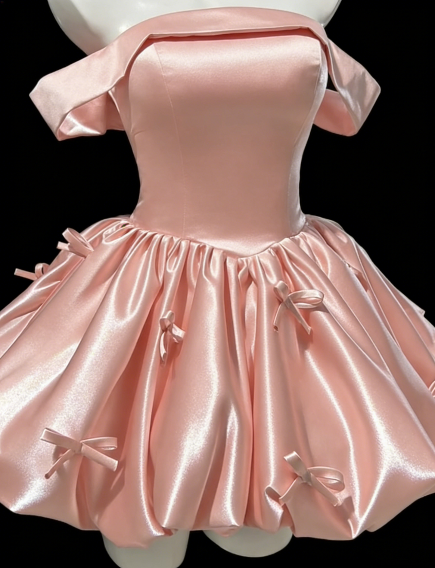 Cute Pink Strapless Satin A Line Homecoming Dress Formal Birthday Outfits With Bow SP1656