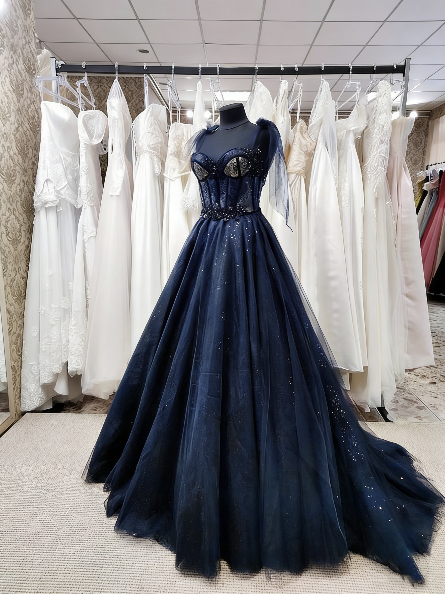 dark fairy prom dress Gothic Bridal Dresses Dark Fairylike Sequined Ball Gown Size 6 / Black / With Veil + Gloves