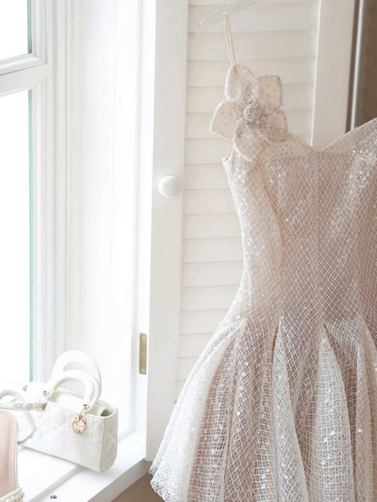 Sparkly Pink Spaghetti Straps Sequin A Line Short Homecoming Dress Cocktail Dress SP2649