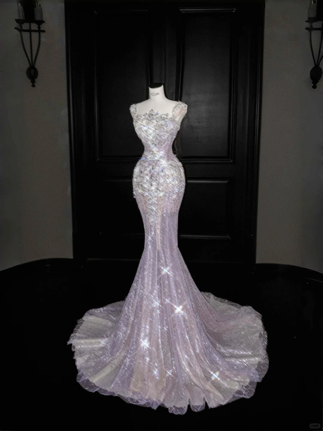 Glamorous Lavender Tulle Beaded Mermaid Prom Dress,Formal Evening Dress Y8669
