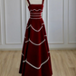 Chic Red Velvet A-line Evening Dress Y4511