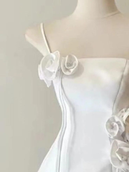 Pink 3D Flower Spaghetti Straps Short Party Dress Homecoming Dress Y8799