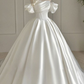 White Satin Beading Strapless Pleated Wedding Dress Y6852