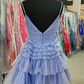 Multi-Tiered V-Neck Backless A-Line Short Party Dress,A-line Homecoming Dress Y2350