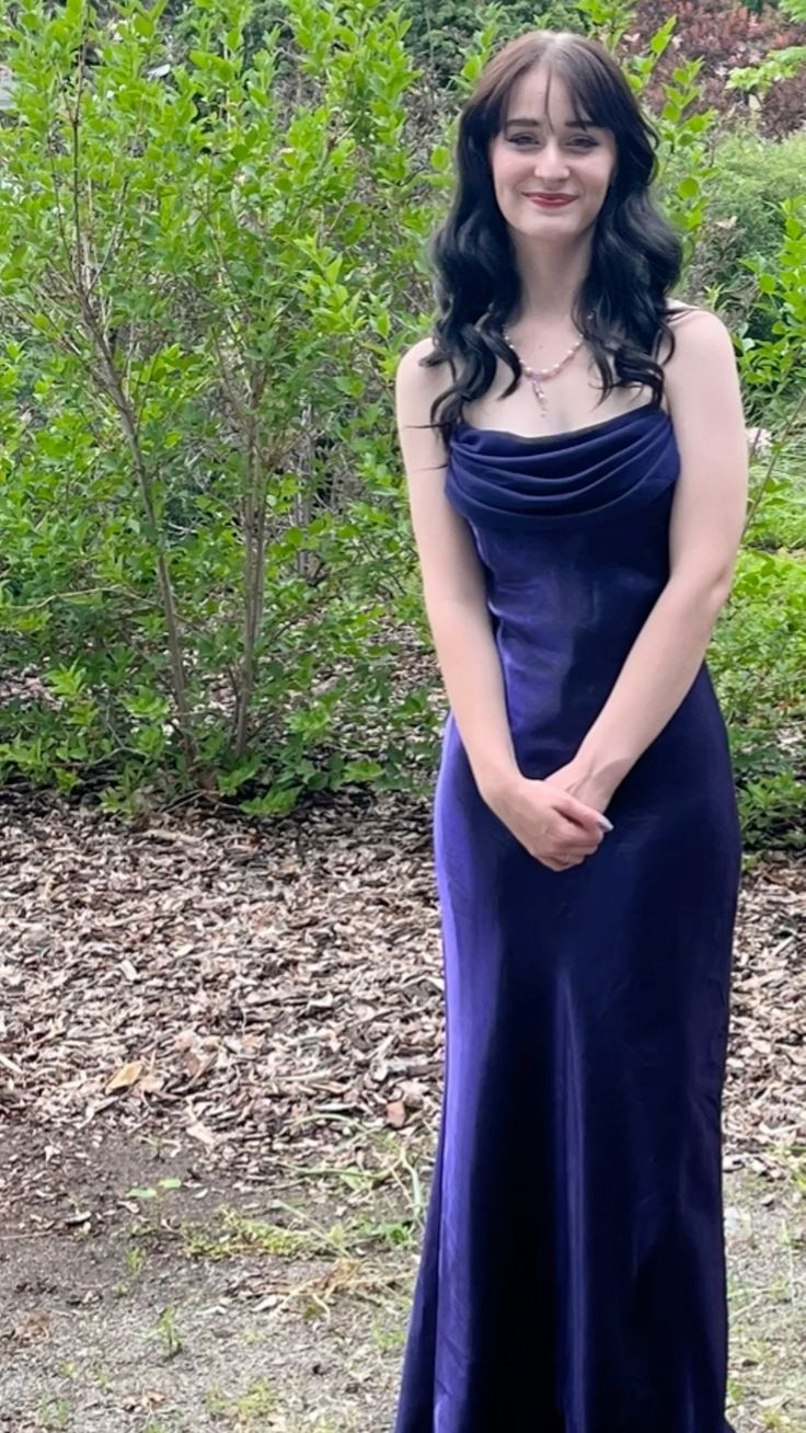 Classy Spaghetti Straps Purple Satin Mermaid Long Wedding Guest Dress Birthday Evening Dress SP2126