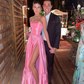 Pink Leg Split Prom Dress,Women Sexy Elegant Party Dresses Y3025