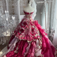 Pretty Strapless Rose Pink Satin Floral Beaded Tulle Layered Ball Gown Sweet Quinceanera Dress With Beaded SP1454