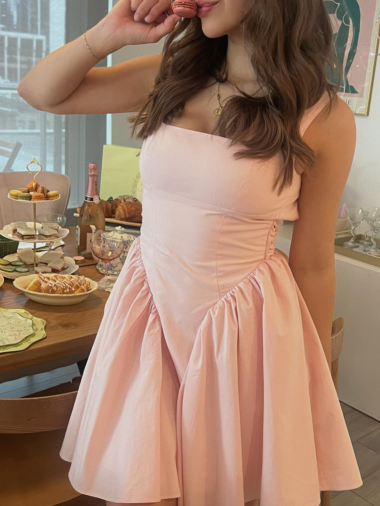 Simple Pink A line Homecoming Dress 18th Birthday Outfit Y7278