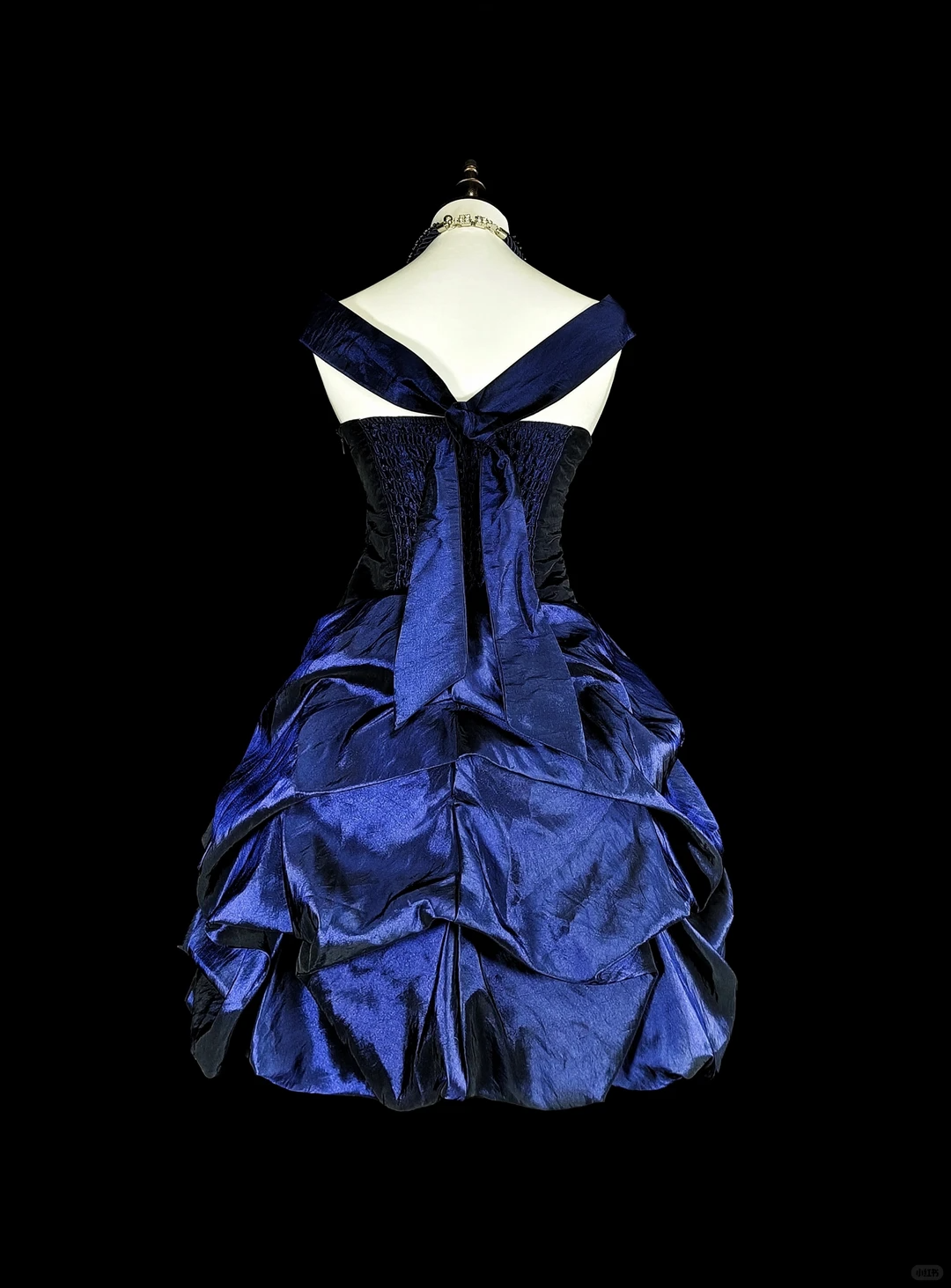 Vintage Blue Satin Pleated A Line Short Homecoming Dress Cocktail Dress SP3386