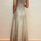 Fashion Spaghetti Straps Satin Tulle Beaded Prom Dress,A Line Party Evening Gown Y8139
