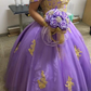 Charming Purple Off The Shoulder Ball Gown Sweet 16 Dress Y6140
