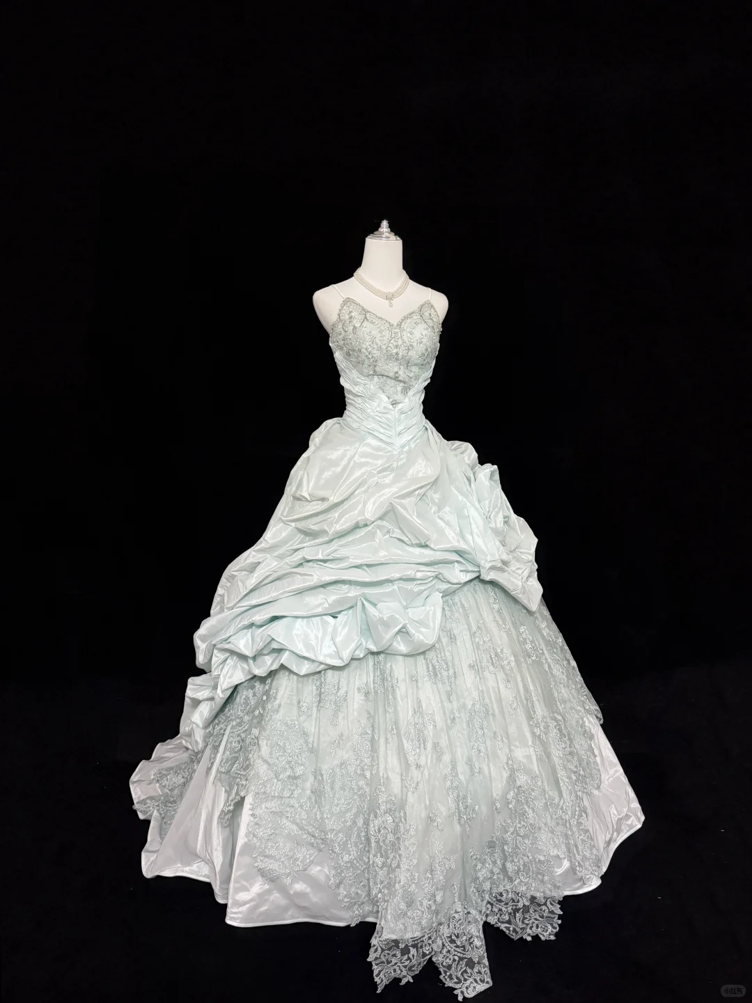 Glamorous Spaghetti Straps V Neck Lace Satin Pleated Floral Quinceanera Dress Sweet 16 Dress SP2219