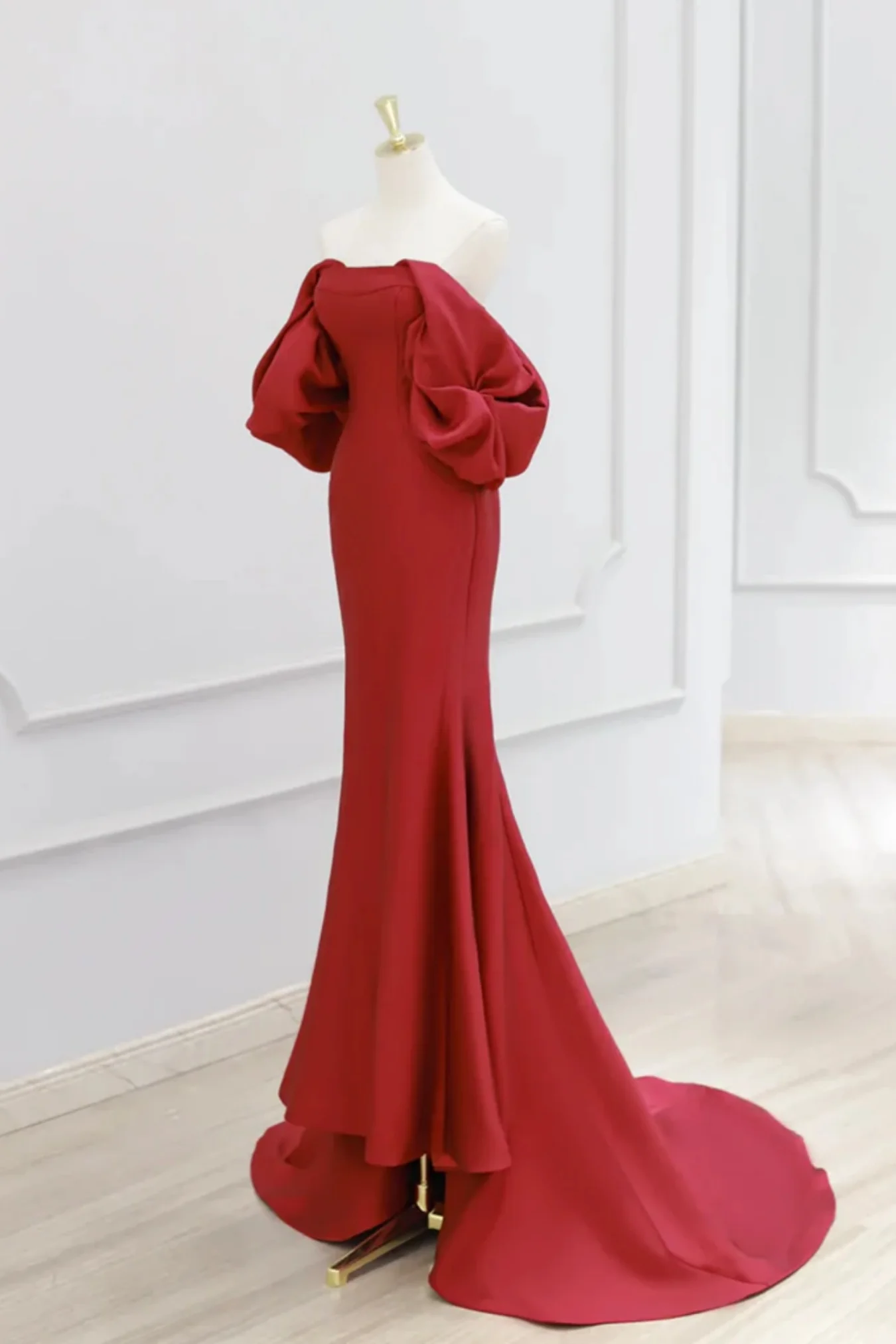 Charming Mermaid Satin Prom Dress,Vintage Evening Dress Y4371