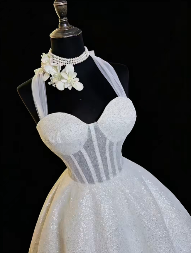 Shiny Bow Straps Sequin A Line Short Cocktail Dress White Short 6th Grade Homecoming Dress SP2371