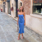 Women's Blue Spaghetti Straps Simple Prom Dress Y2805