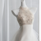 Elegant Sleeveless Ivory Satin Tulle Mermaid Long Wedding Dress Backless Bridal Gown SP1519