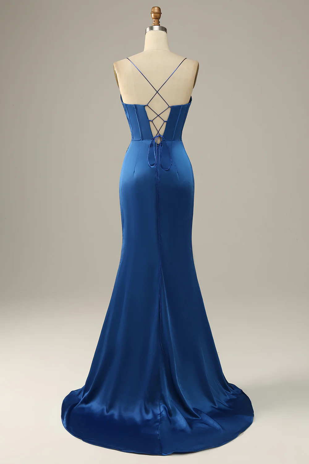 Royal Blue Spaghetti Straps Mermaid Prom Dress Y4140