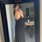 Sexy Halter Backless Brown A Line Slit Prom Dress ,Deep V Evening Dress Y8481