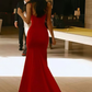 Simple Red Spaghetti Straps Mermaid Prom Dress Formal Evening Gown Y7902