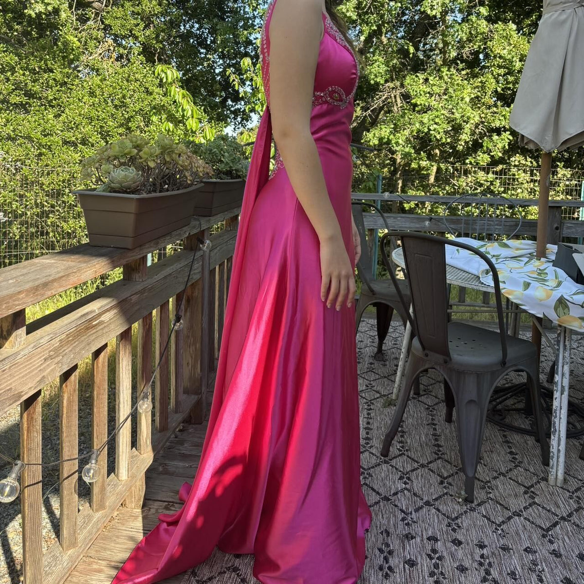 Elegant V Neck Satin Beaded Long Wedding Guest Dress Pink Long Evening Dress SP3765