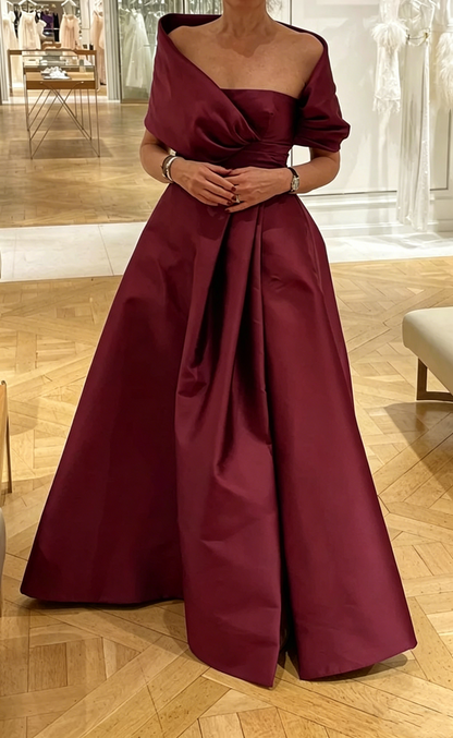 Purple A-line Satin Long Evening Dress,Purple Wedding Guest Dress Y4006