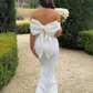 Elegant White Strapless Sheath Mermaid Evening Dress Prom Dress With Bow Y7653