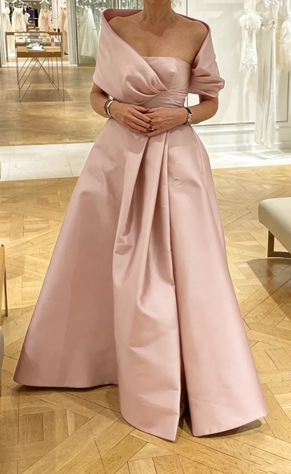 Purple A-line Satin Long Evening Dress,Purple Wedding Guest Dress Y4006