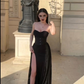 Charming Black Strapless A-line Prom Dress,Winter Dress Y4629