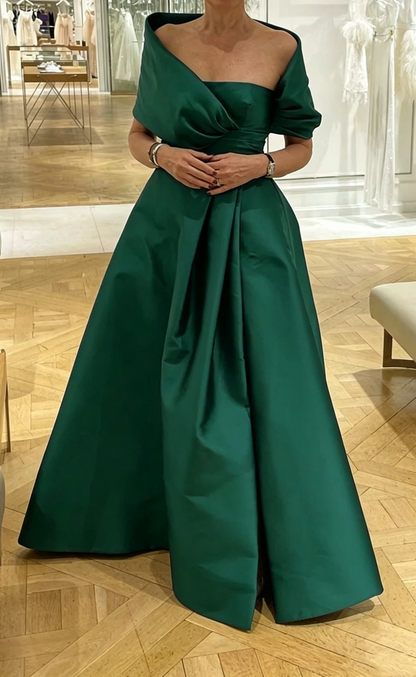 Purple A-line Satin Long Evening Dress,Purple Wedding Guest Dress Y4006