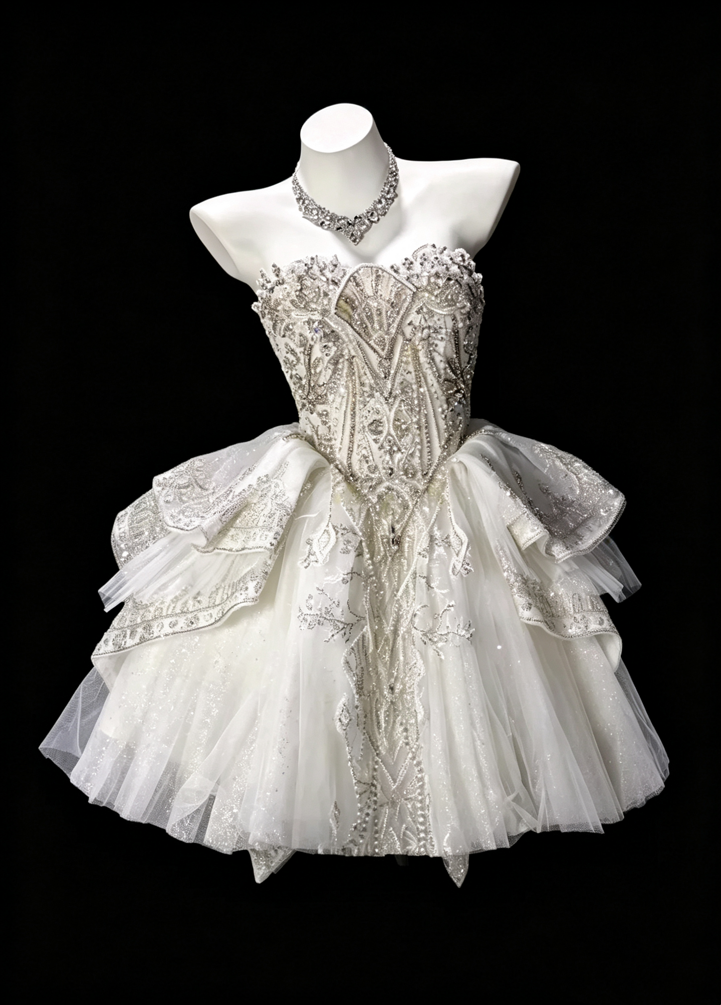 Pretty Strapless White Tulle Beaded A Line Short 8th Grade Homecoming Dress,Formal Mini 15th Birthday Outfits SP3164