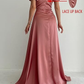 Elegant Dusty Rose Off-the-shoulder A-line Prom Dress With Slit Y4829