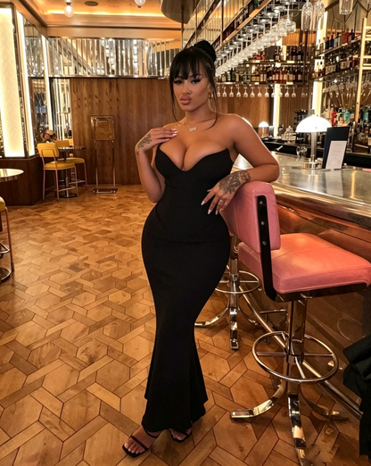 Classy Black Sheath Evening Dress,Slim Prom Gown Y4242