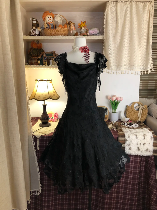 Vintage Black Lace Short 20th Birthday Outfits Formal Homecoming Dress Y9764