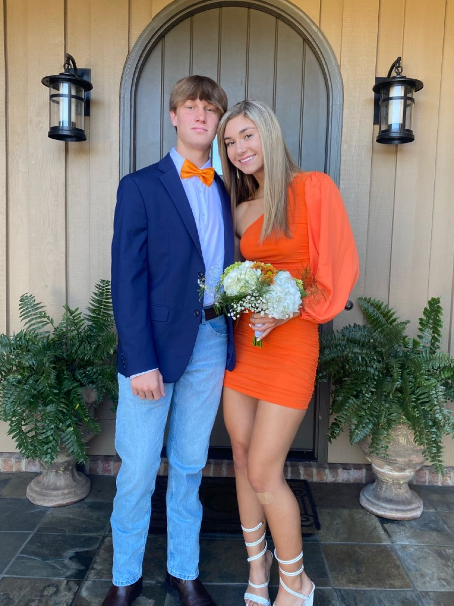 open lace back dress One Sleeve Orange Homecoming Dress,Orange Party Dress Y2325 –  Simplepromdress