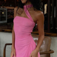 Pink Short Homecoming Dress,Sexy Pink Party Dress Y2035