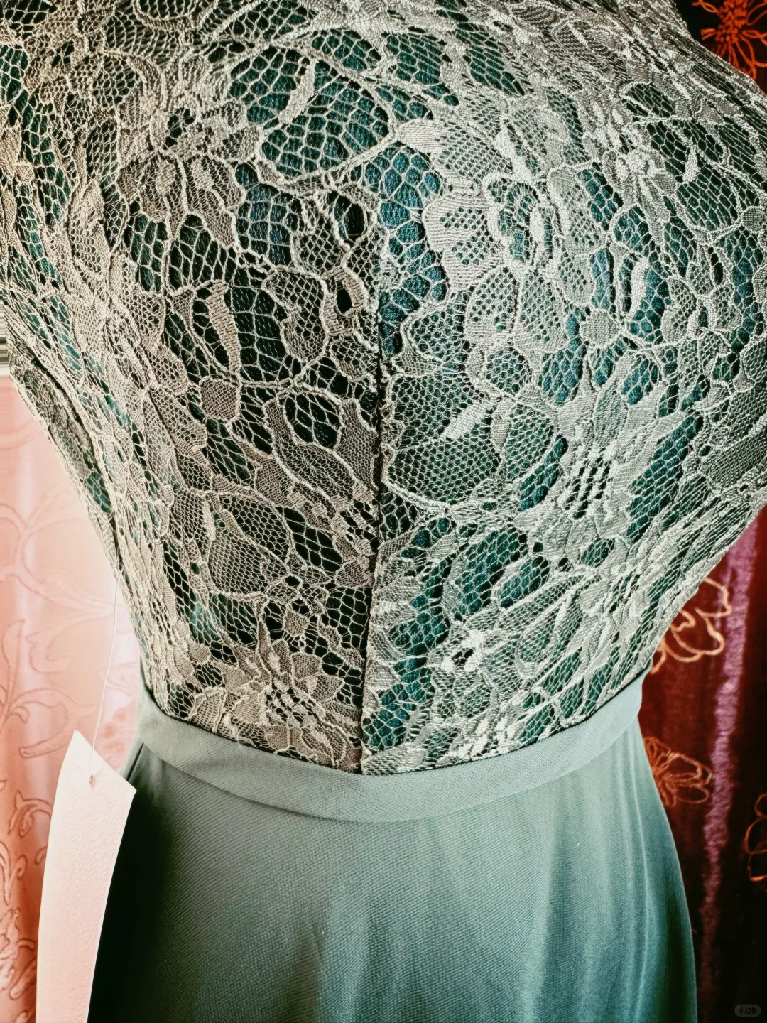 Vintage Green Sleeveless Lace Chiffon A Line Long Evening Dress Formal Wedding Guest Dress SP2385