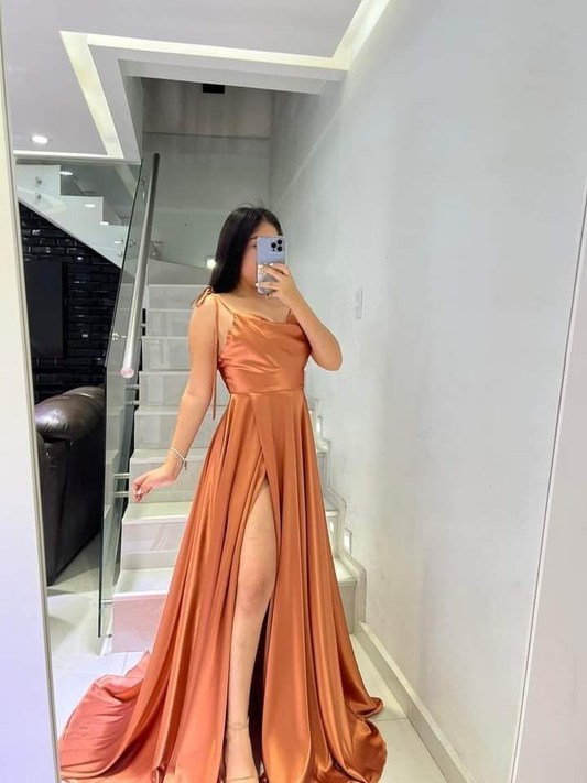 Simple A-line Silk Satin Prom Dress,Graduation Dress Y5243