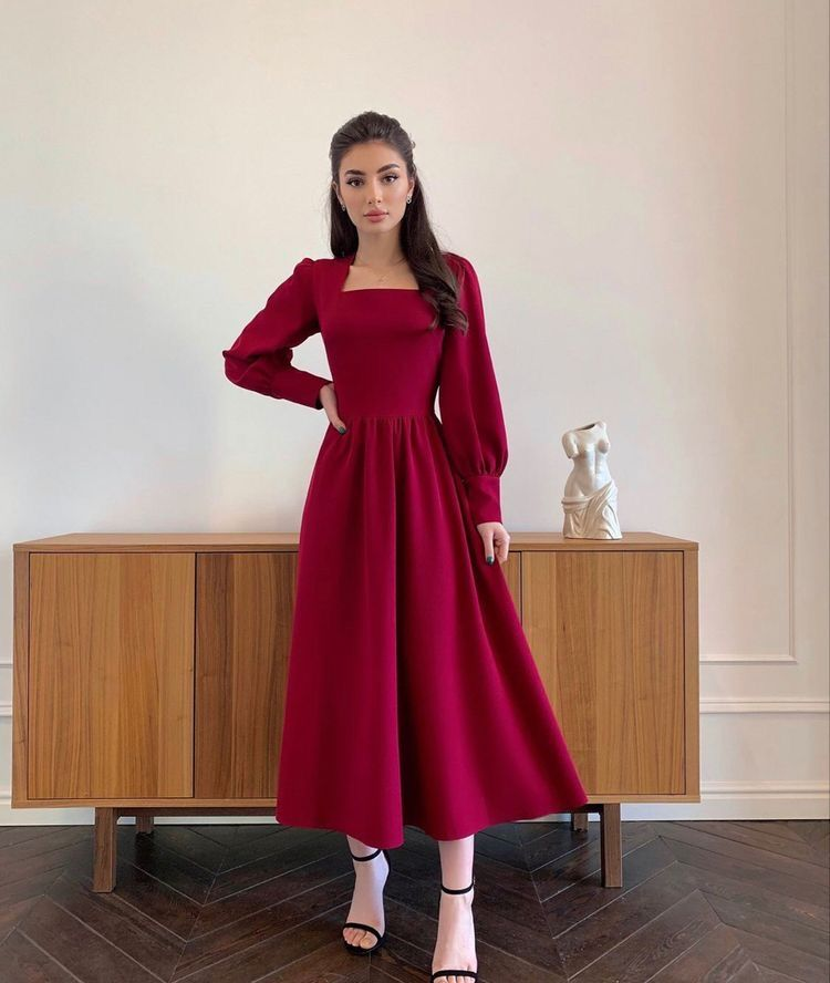 Modest A-line Prom Dress With Long Sleeves,Winter Dance Dress Y4864