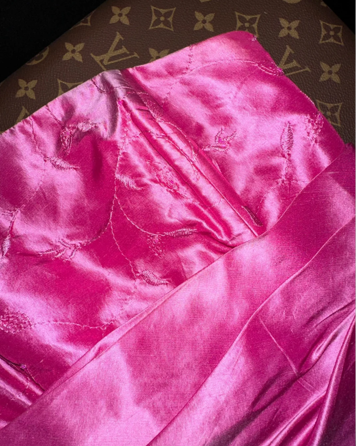 Hot Pink One Shoulder Satin Embroidery Mermaid Prom Gown Long Party Dress SP955