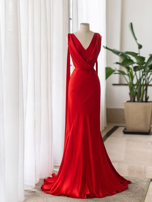 Red Shimmering Long Prom Dresses, Elegant Prom Dresses Y5727