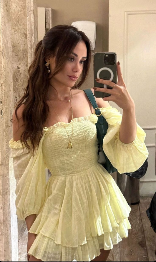 Cute Yellow Chiffon Layered A Line Homecoming Dress Off The Shoulder Short Cocktail Dress SP2408
