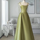 Spaghetti Straps Satin Prom Dress A-line Simple Floor Length Evening Gown Y7011