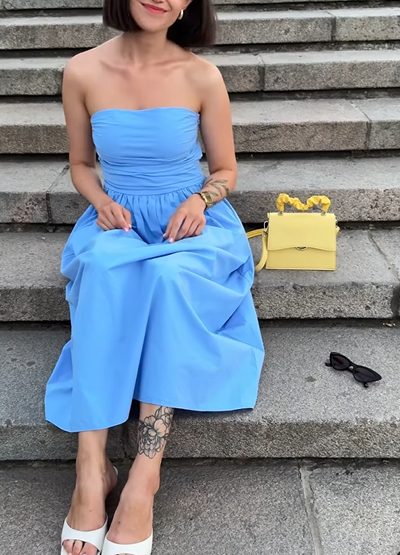 Blue A-line Midi-length Prom Dress,Blue Wedding Guest Dress Y5093 Simplepromdress Blue A-line Midi-length Prom Dress,Blue Wedding Guest Dress Y5093 Simplepromdress