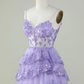 Straps Lavender Sequins Corset Layered Homecoming Dress Y2907