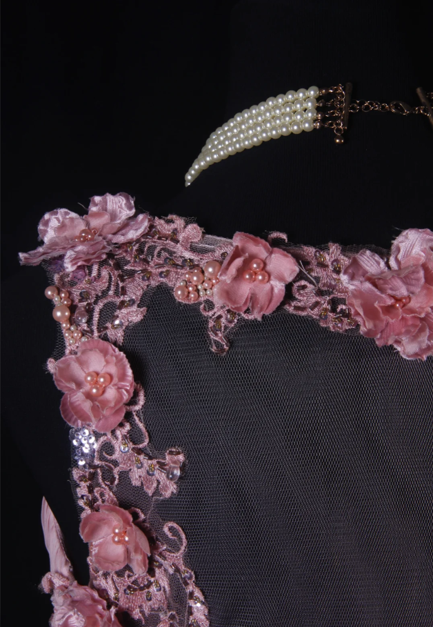 Fairy Pink V Neck Chiffon Beaded Mermaid Long Evening Dress 18th Birthday Outfits With Appliques SP1700